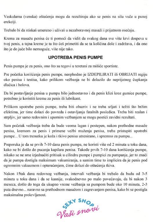 Uputstvo za penis pumpu